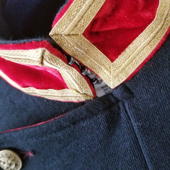 Denim & Supply Ralph Lauren Navy Military Jacket Red Velvet Gold Buttons - Picture 5 of 10